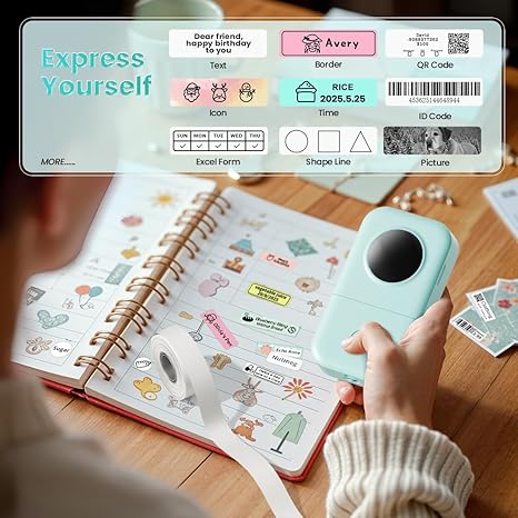 Label Maker, D30 Portable Bluetooth Label Maker Machine with Tape, Small Mini Label Printer, Multiple Templates Fonts Icon Labeler for Home, School, Office