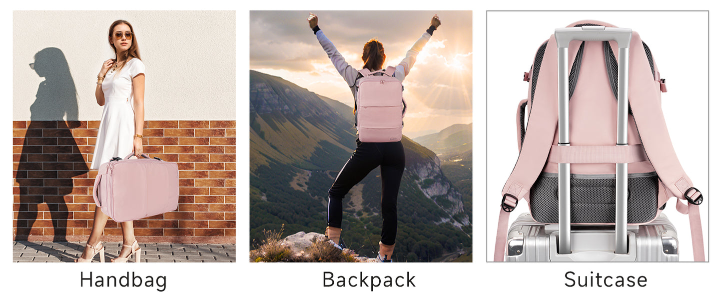 Taygeer Travel Backpack for Women, Carry On Backpack with Water Bottle Pocket & Shoe Pouch, TSA 15.6inch Laptop Mochila Flight Approved, Nurse Bag Casual Daypack for Weekender Business Hiking, Pink