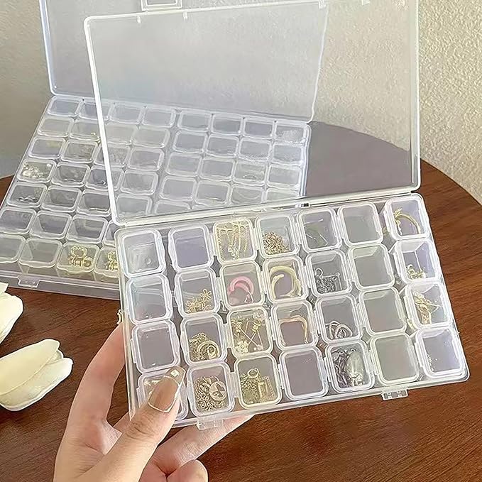 Best seller 28 Grids Clear Jewelry Box, Plastic Jewelry Organizer Earring Storage Organizer Display Case Craft Storage Container