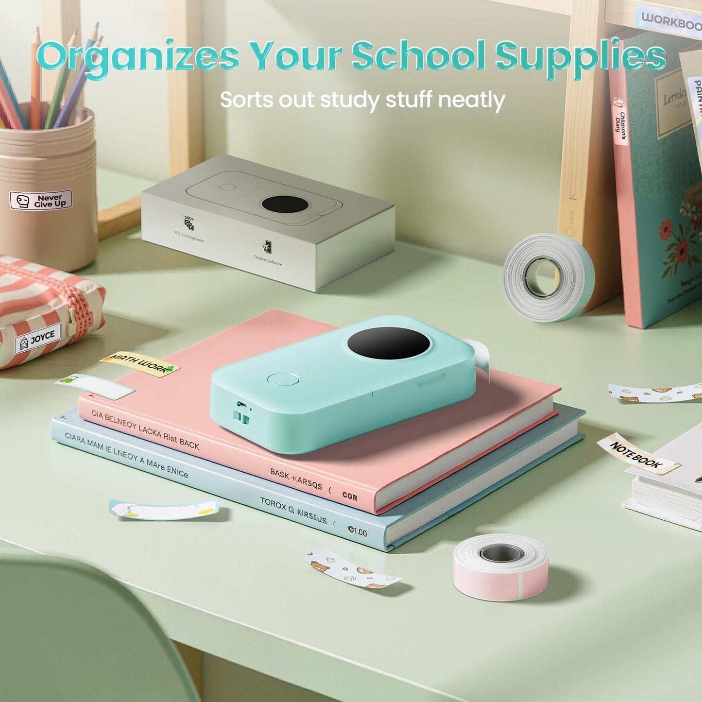Label Maker, D30 Portable Bluetooth Label Maker Machine with Tape, Small Mini Label Printer, Multiple Templates Fonts Icon Labeler for Home, School, Office