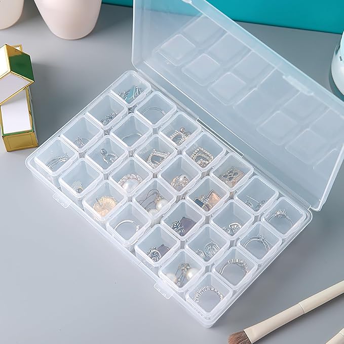 Best seller 28 Grids Clear Jewelry Box, Plastic Jewelry Organizer Earring Storage Organizer Display Case Craft Storage Container