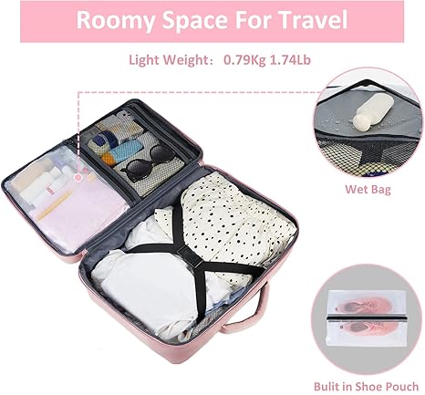 Taygeer Travel Backpack for Women, Carry On Backpack with Water Bottle Pocket & Shoe Pouch, TSA 15.6inch Laptop Mochila Flight Approved, Nurse Bag Casual Daypack for Weekender Business Hiking, Pink