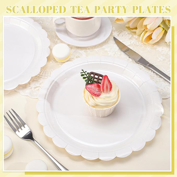 Bulk Small Paper Plates 6-Inch - Dessert Plates Disposable for Party, Cake, Appetizer, Snack, Foodware, Crafts & More - Environmentally Friendly - White, Uncoated, Microwave Safe (100 Count)