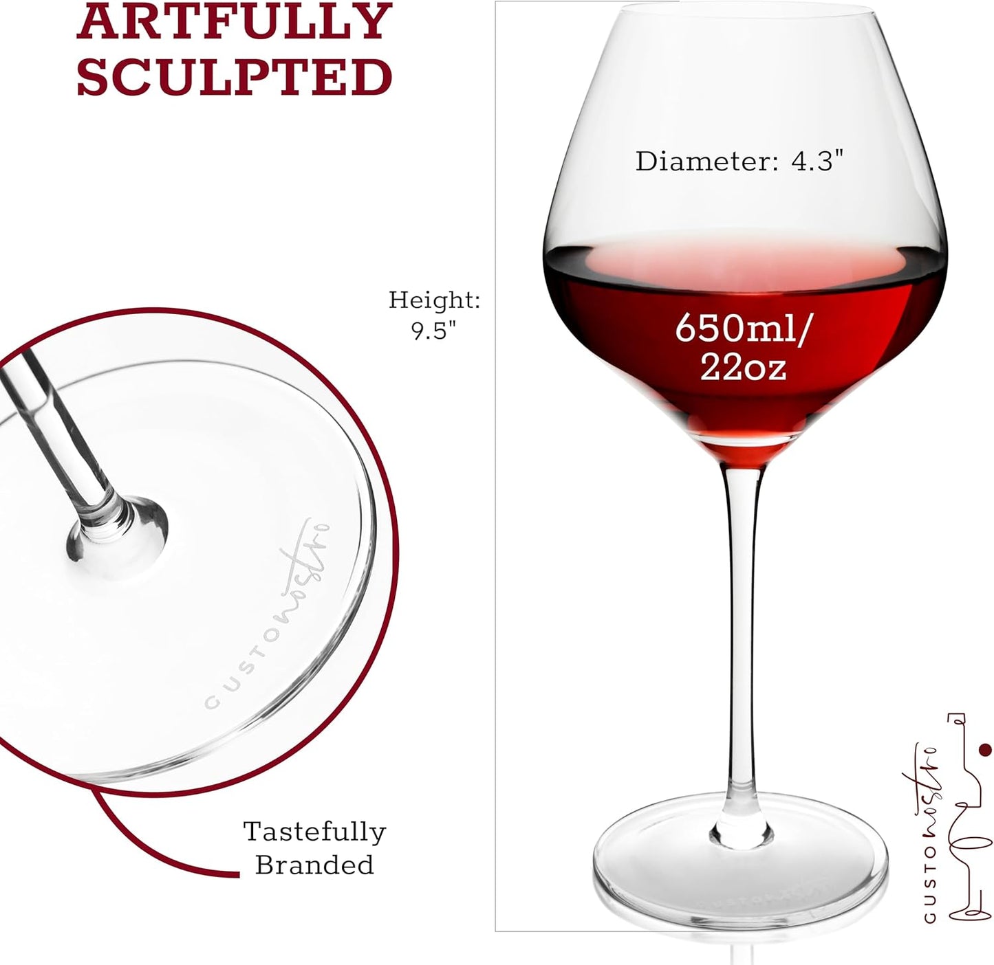 Crystal Wine Glasses Set of 4, 22 Oz Long Stem Modern Wine Glasses for White and Red Wine, Dishwasher Safe, Fancy, Elegant, Large and Tall Wine Glass for Wedding Christmas Anniversary