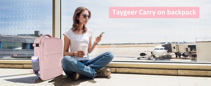 Taygeer Travel Backpack for Women, Carry On Backpack with Water Bottle Pocket & Shoe Pouch, TSA 15.6inch Laptop Mochila Flight Approved, Nurse Bag Casual Daypack for Weekender Business Hiking, Pink