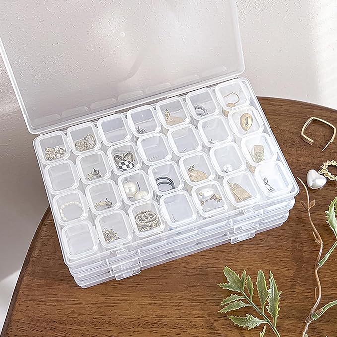 Best seller 28 Grids Clear Jewelry Box, Plastic Jewelry Organizer Earring Storage Organizer Display Case Craft Storage Container